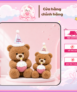 Gấu Bông Teddy Sinh Nhật Ôm Bánh Kem Dễ Thương