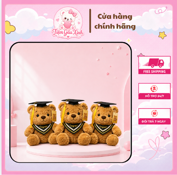 Gấu Bông Teddy Tốt Nghiệp Đội Mũ Cử Nhân Cao Cấp