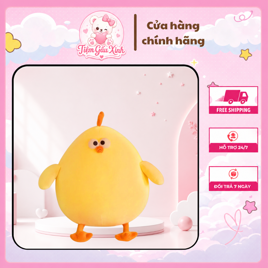 Gấu Bông Gà Con Siêu Cute, Gối Tựa Gà Con Thú Nhồi Bông Dễ Thương Làm Quà Tặng