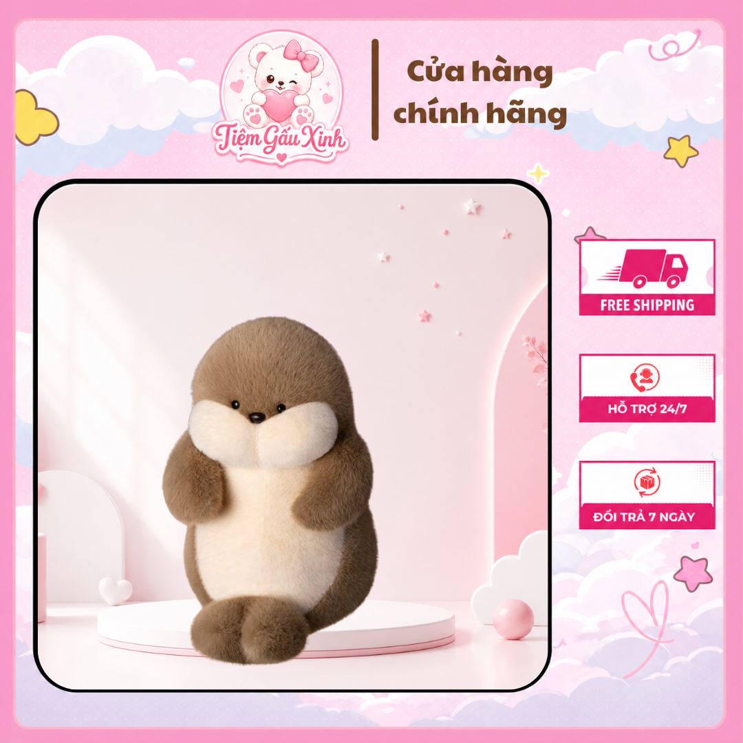Gấu Bông Rái Cá Dễ Thương, Gối Ôm Mềm Mịn, Thú Nhồi Bông Ôm Ngủ - Gấu Bông NaDu