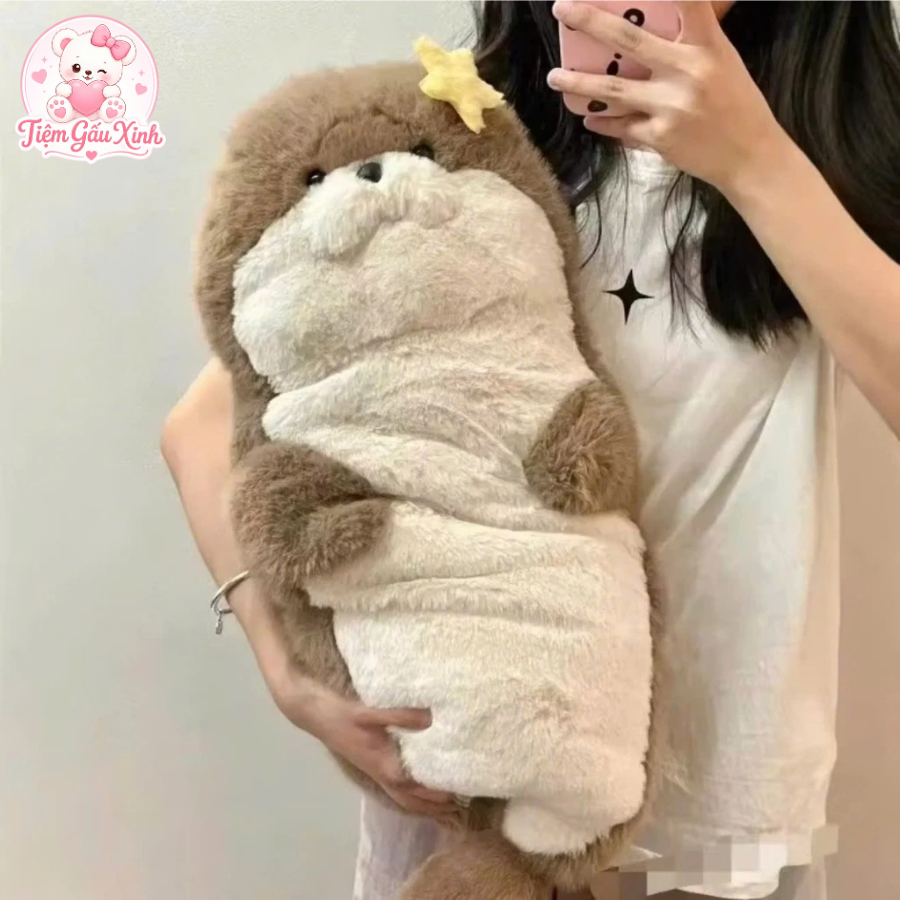Gấu Bông Rái Cá Dễ Thương, Gối Ôm Mềm Mịn, Thú Nhồi Bông Ôm Ngủ - Gấu Bông NaDu - Ảnh 2