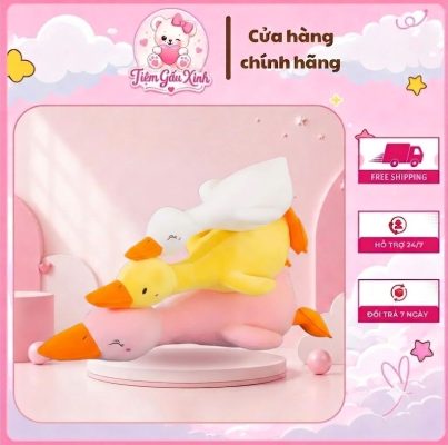 Gấu bông vịt vàng má hồng mệt mỏi